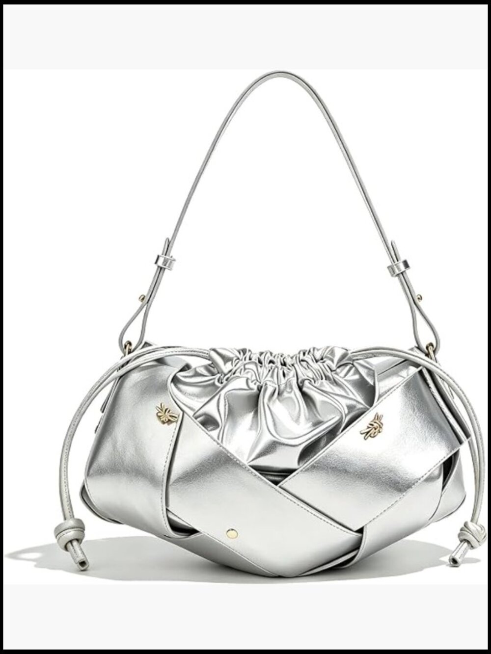 Woven Drawstring Bucket Bag Crossbody Hobo Evening Purse Clutch Shoulder Bag